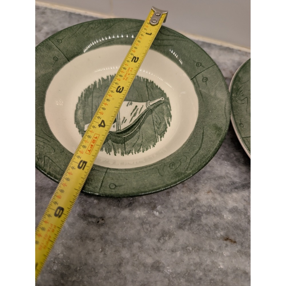 Vintage Royal China Colonial Homestead Green Water Bucket Plate‎ & Small Dish - Picture 4 of 13